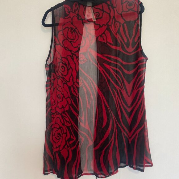 Coldwater Creek Sleeveless Cardigan Vest Lightweight Sheer Floral Print One Size - Picture 6 of 8